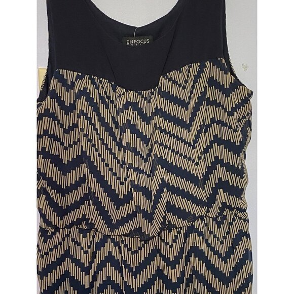Enfocus Petite Chevron Sleeveless Maxi Dress Blue & Tan Women’s Size 10 - Picture 3 of 9